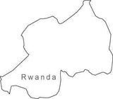 Digital Black & White Rwanda map in Adobe Illustrator EPS vector format