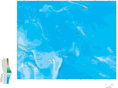 Digital South Pacific Contour map in Adobe Illustrator vector format.