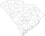 County Map Sc Color South Carolina Digital Vector Map with Counties, Major Cities, Roads ...