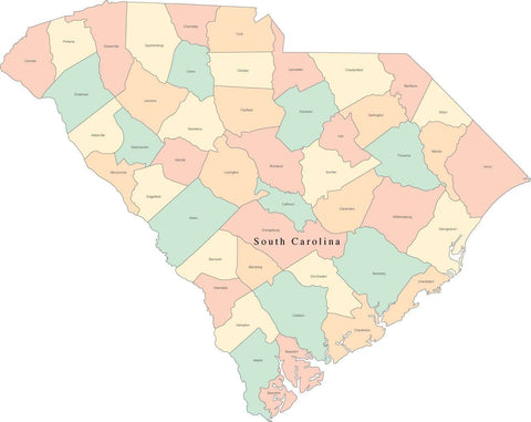 Simple Sc Map Multi Color South Carolina Map with Counties and County Names