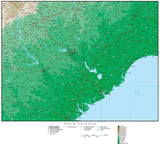 South Carolina Map with Contour Background