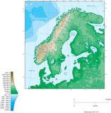 Digital Scandinavia Contour map in Adobe Illustrator vector format.