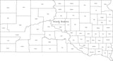 Digital SD Map with Counties - Black & White