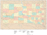 Detailed South Dakota Digital Map with Counties, Cities, Highways, Railroads, Airports, and more