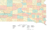 Detailed South Dakota Cut-Out Style Digital Map with Counties, Cities, Highways, and more