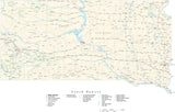 Detailed South Dakota Cut-Out Style Digital Map with County Boundaries, Cities, Highways, and more