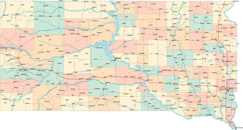South Dakota State Map - Multi-Color Style - Fit Together Series