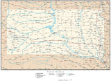 South Dakota Map with Capital, County Boundaries, Cities, Roads, and Water Features