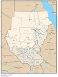Sudan and South Sudan Digital Vector Map with Administrative Areas and Capitals