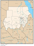 Sudan Digital Vector Map with Administrative Areas and Capitals