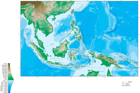Digital Southeast Asia Contour map in Adobe Illustrator vector format.