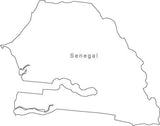 Digital Black & White Senegal map in Adobe Illustrator EPS vector format