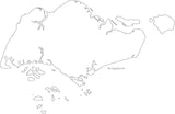 Digital Black & White Singapore map in Adobe Illustrator EPS vector format