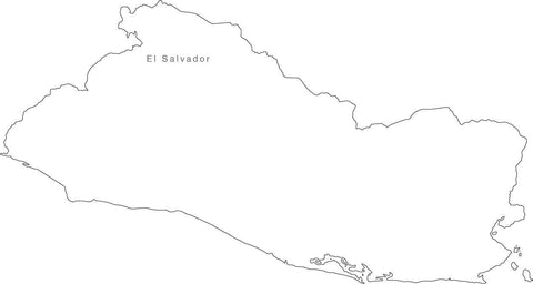 Digital Black & White El Salvador map in Adobe Illustrator EPS vector format