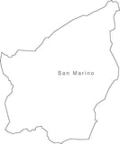 Digital Black & White San Marino map in Adobe Illustrator EPS vector format