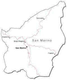 San Marino Black & White Map With Major Cities