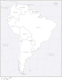 Digital South America Map with Countries - Black & White