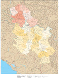High Detail Serbia Map with Internal District Boundaries