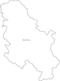 Digital Black & White Serbia map in Adobe Illustrator EPS vector format