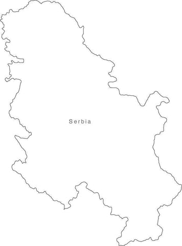 Digital Black & White Serbia map in Adobe Illustrator EPS vector format