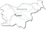 Slovenia Black & White Map With Major Cities