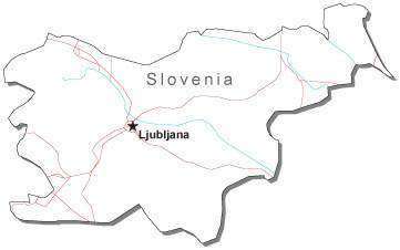 Slovenia Black & White Map With Major Cities