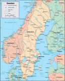 Digital Sweden map in Adobe Illustrator vector format