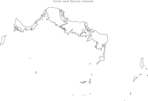 Digital Turks & Caicos Islands map in Adobe Illustrator EPS vector format