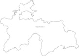 Digital Black & White Tajikistan map in Adobe Illustrator EPS vector format
