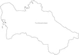 Digital Black & White Turkmenistan map in Adobe Illustrator EPS vector format
