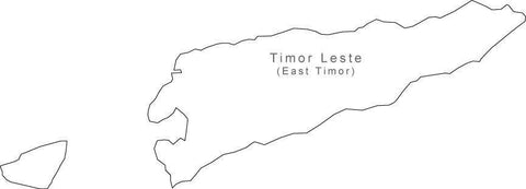 Digital Black & White East Timor map in Adobe Illustrator EPS vector format
