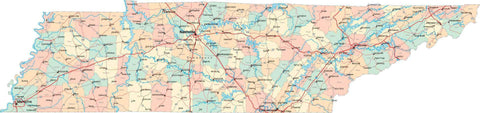 Tennessee State Map - Multi-Color Style - Fit Together Series