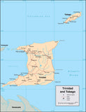 Digital Trinidad Tobago map in Adobe Illustrator vector format