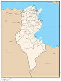 Tunisia Digital Vector Map with Administrative Areas and Capitals