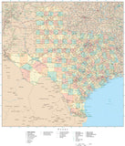 Detailed Texas Digital Map with Counties, Cities, Highways, Railroads, Airports, and more