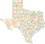 Texas State Map - Multi-Color Style - Fit Together Series