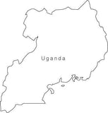Digital Black & White Uganda map in Adobe Illustrator EPS vector format