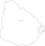 Digital Black & White Uruguay map in Adobe Illustrator EPS vector format