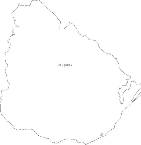 Digital Black & White Uruguay map in Adobe Illustrator EPS vector format