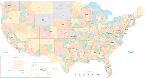 Poster Size USA Map with Congressional Districts - Adobe Illustrator Format
