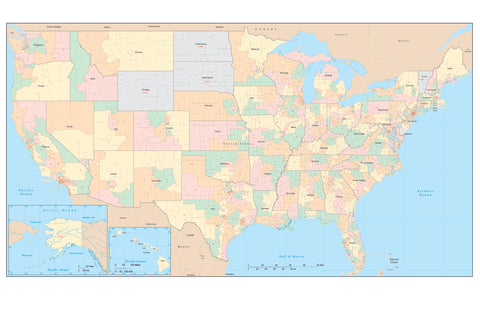 USA Map with Congressional Districts and Counties - Adobe Illustrator Format