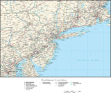 Northeast Corridor Map with State Boundaries, Cities and Highways
