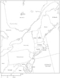 USA Northeast Region Black & White Map with State Boundaries