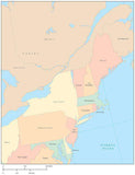 USA Northeast Region Map with State Boundaries