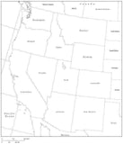 USA West Region Black & White Map with State Boundaries