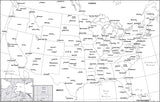 Digital USA Map with Major Cities - Black & White