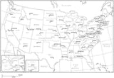 Black & White USA Map with Capitals