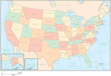 Digital USA Map with States and State Names - Multi-Color