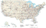 USA Map Rectangular Projection with Capitals  Cities  Roads and Water Features