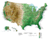USA Map  Curved Projection with Contour Background